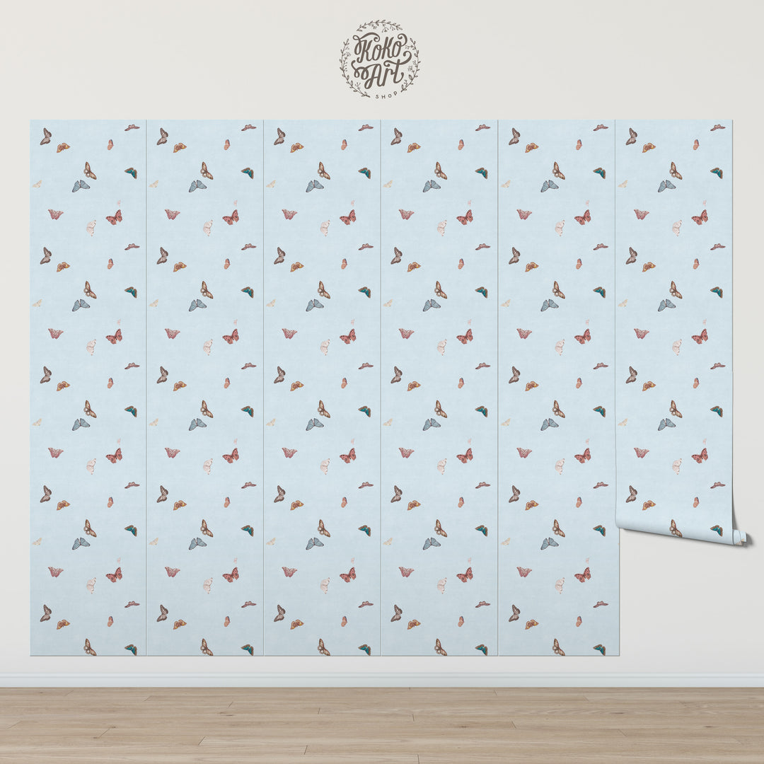 Vintage Butterfly Wallpaper - Blue