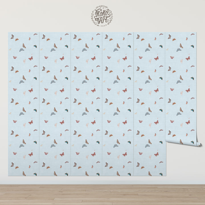 Vintage Butterfly Wallpaper - Blue