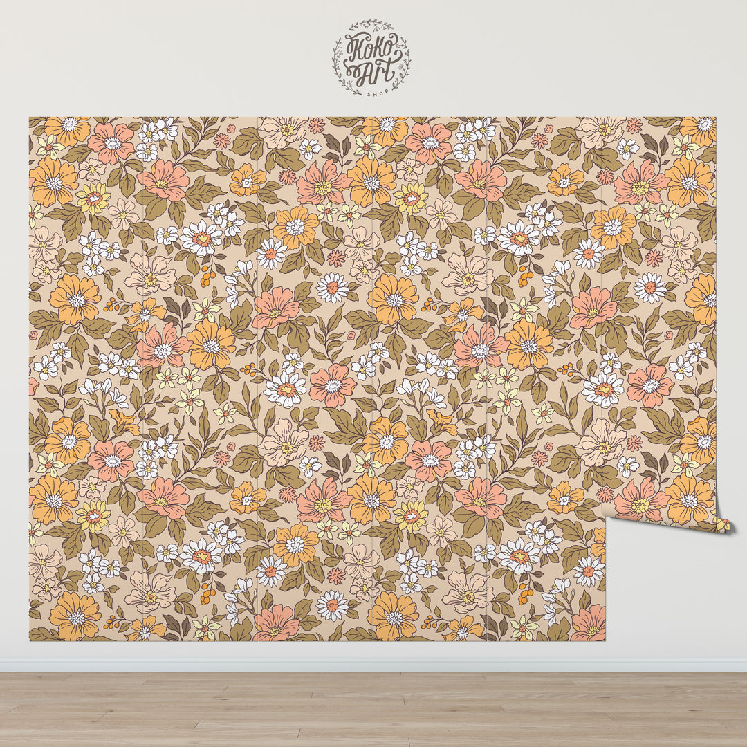 Annete Vintage Meadow Flowers Mural