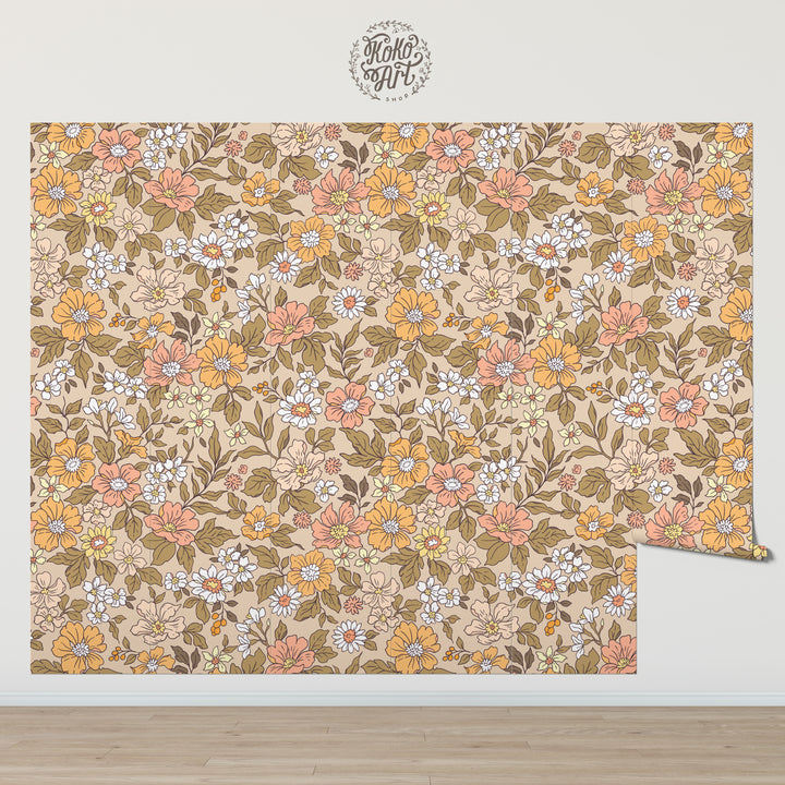 Annete Vintage Meadow Flowers Mural
