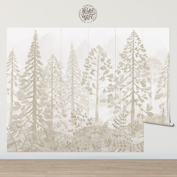 Neutral Woodland Whispers Wallpaper Mural