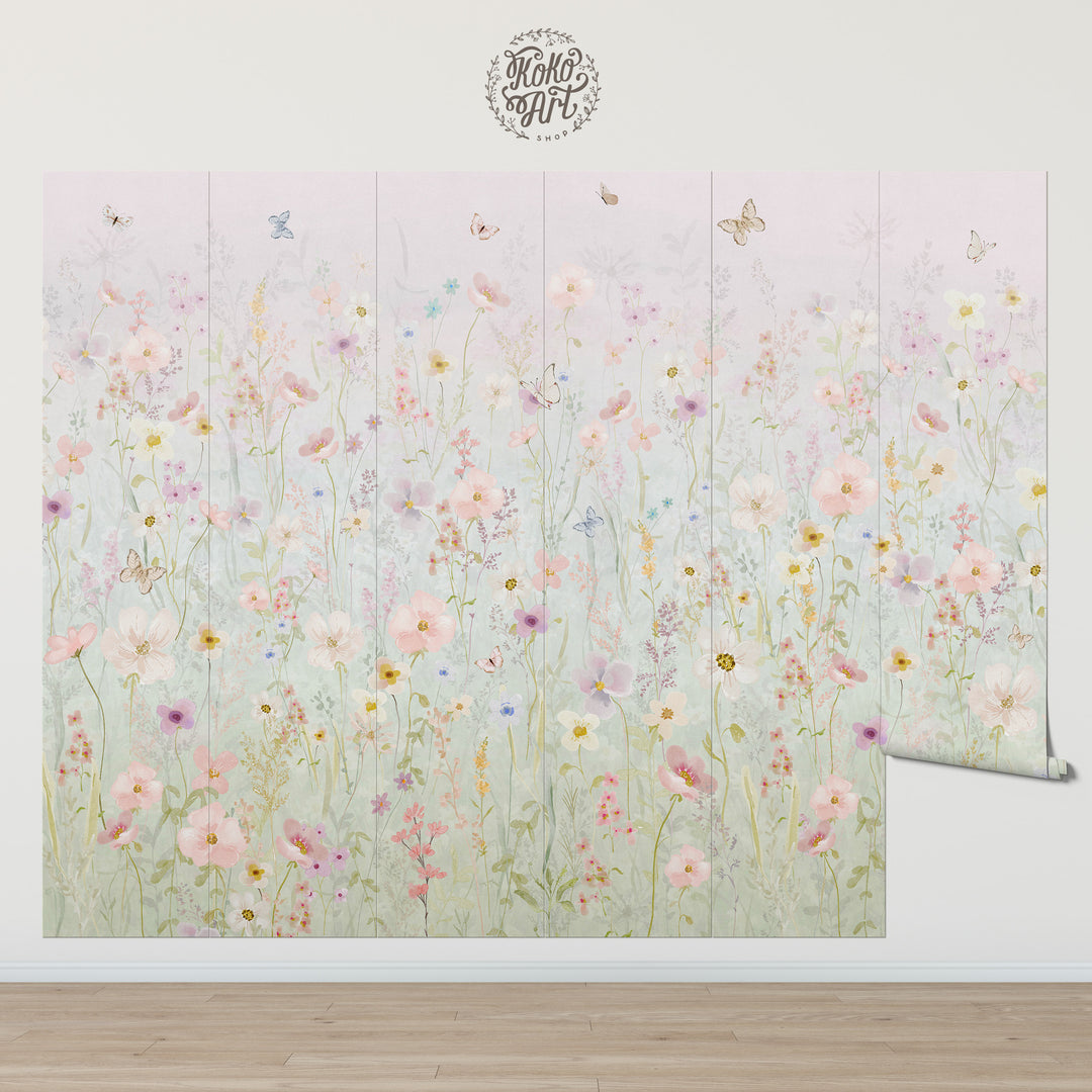 Field of Wildflowers at Sunrise Mural
