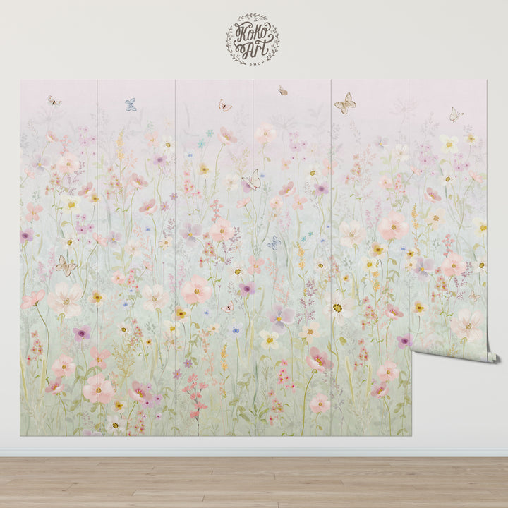 Field of Wildflowers at Sunrise Mural