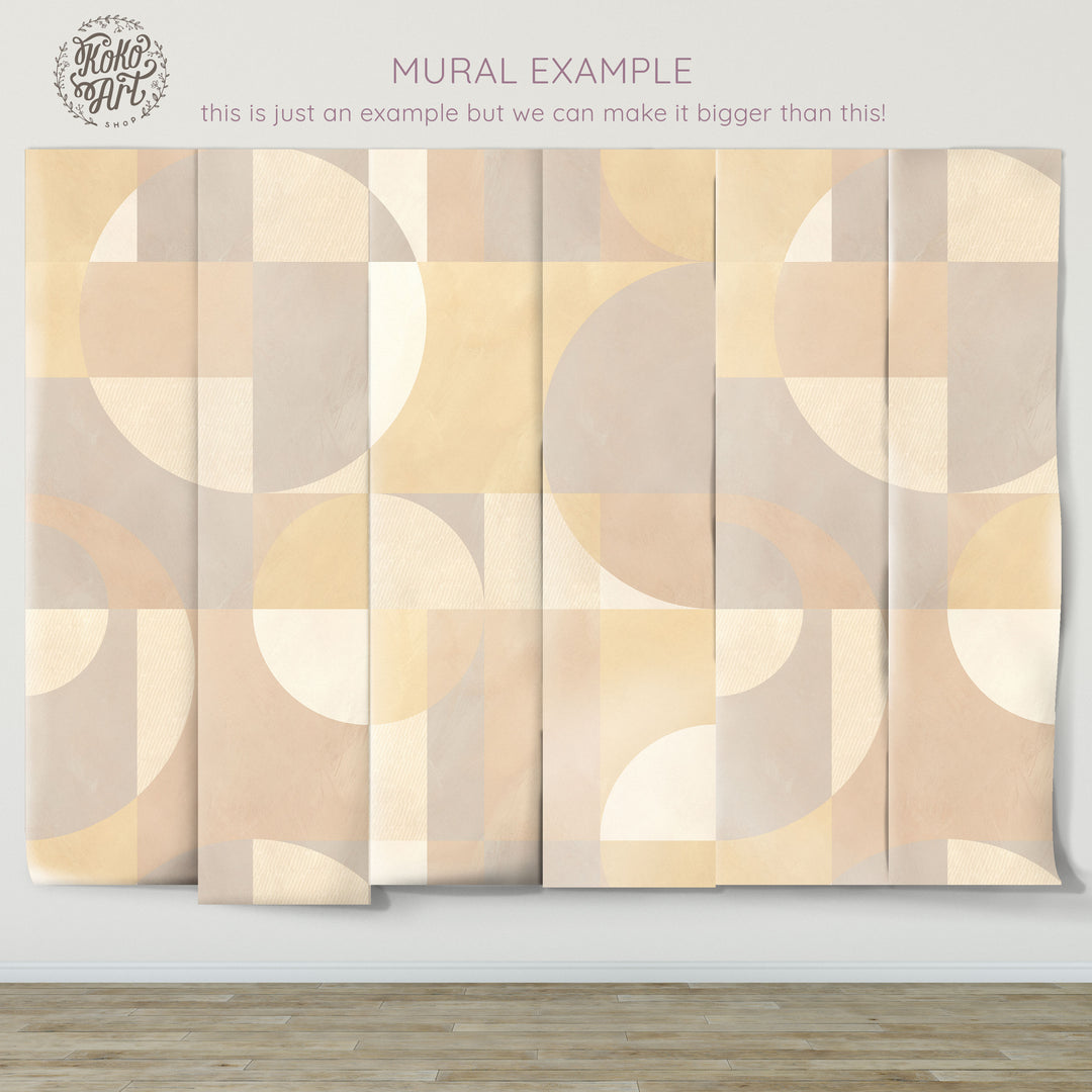 Modern Abstract Shapes Light Neutral Mural