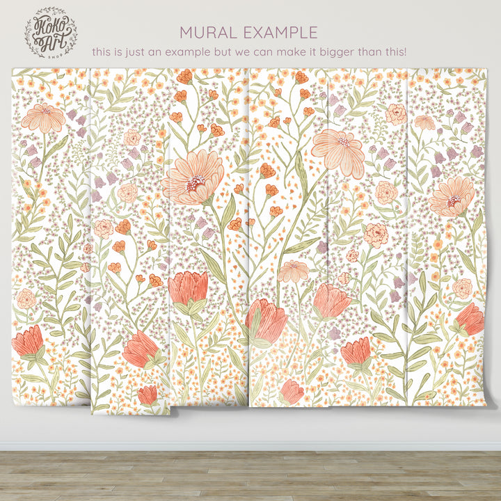 Boho Floral Meadow Mural