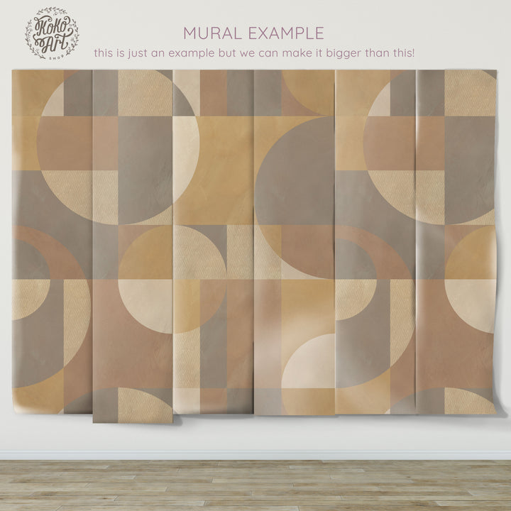 Modern Abstract Shapes Neutral Mural