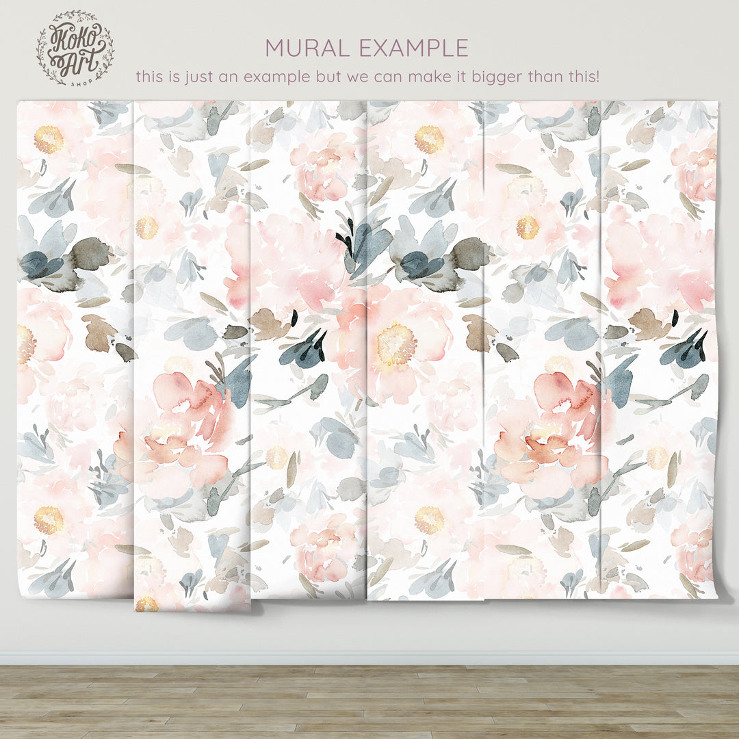 Harper Mural| Large Scale Floral Bouquet Girl Nursery Wallpaper