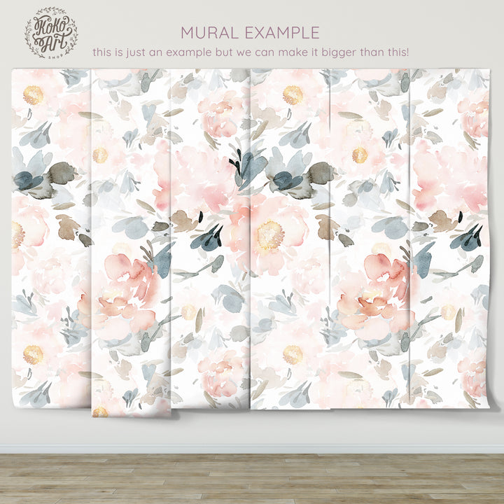 Harper Mural| Large Scale Floral Bouquet Girl Nursery Wallpaper