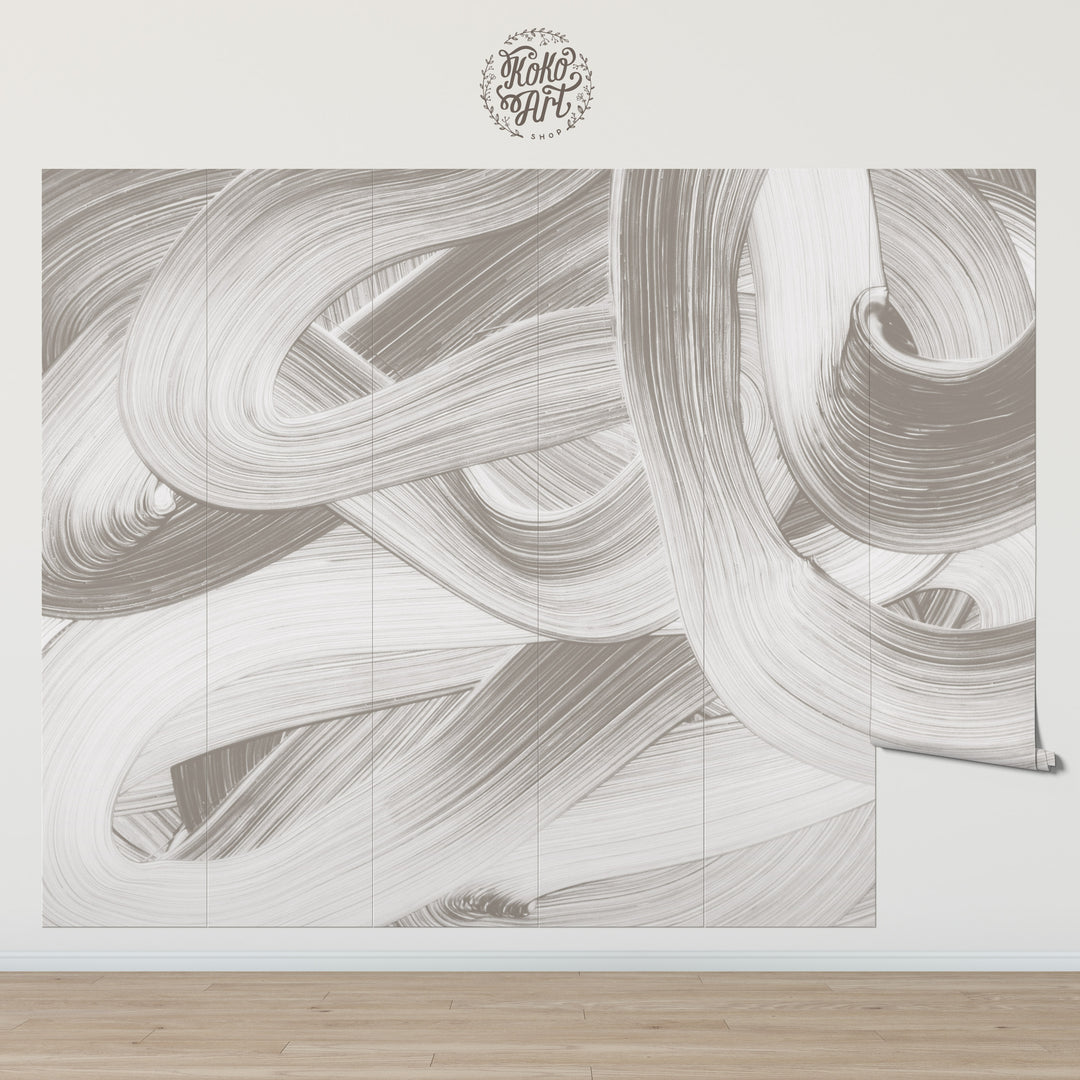 Modern Abstract Minimalist Textured Lines Mural