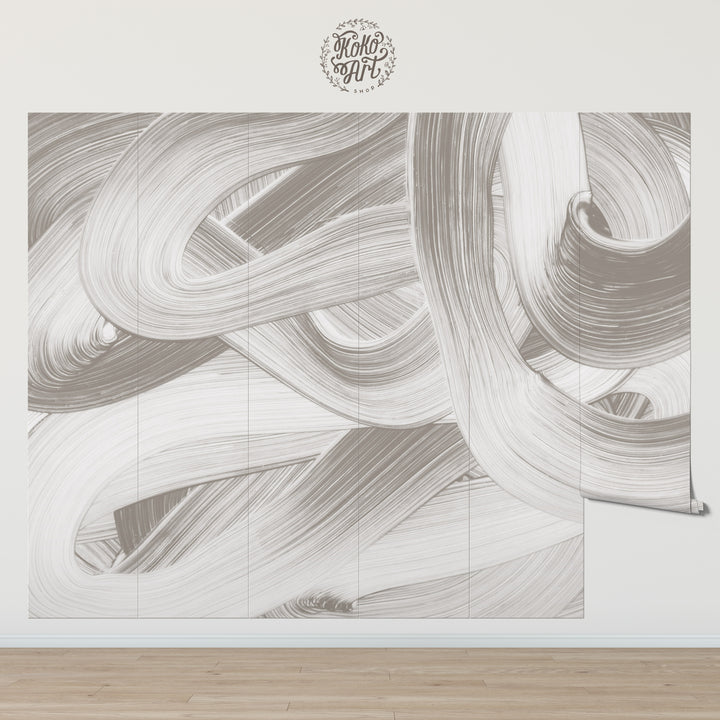 Modern Abstract Minimalist Textured Lines Mural