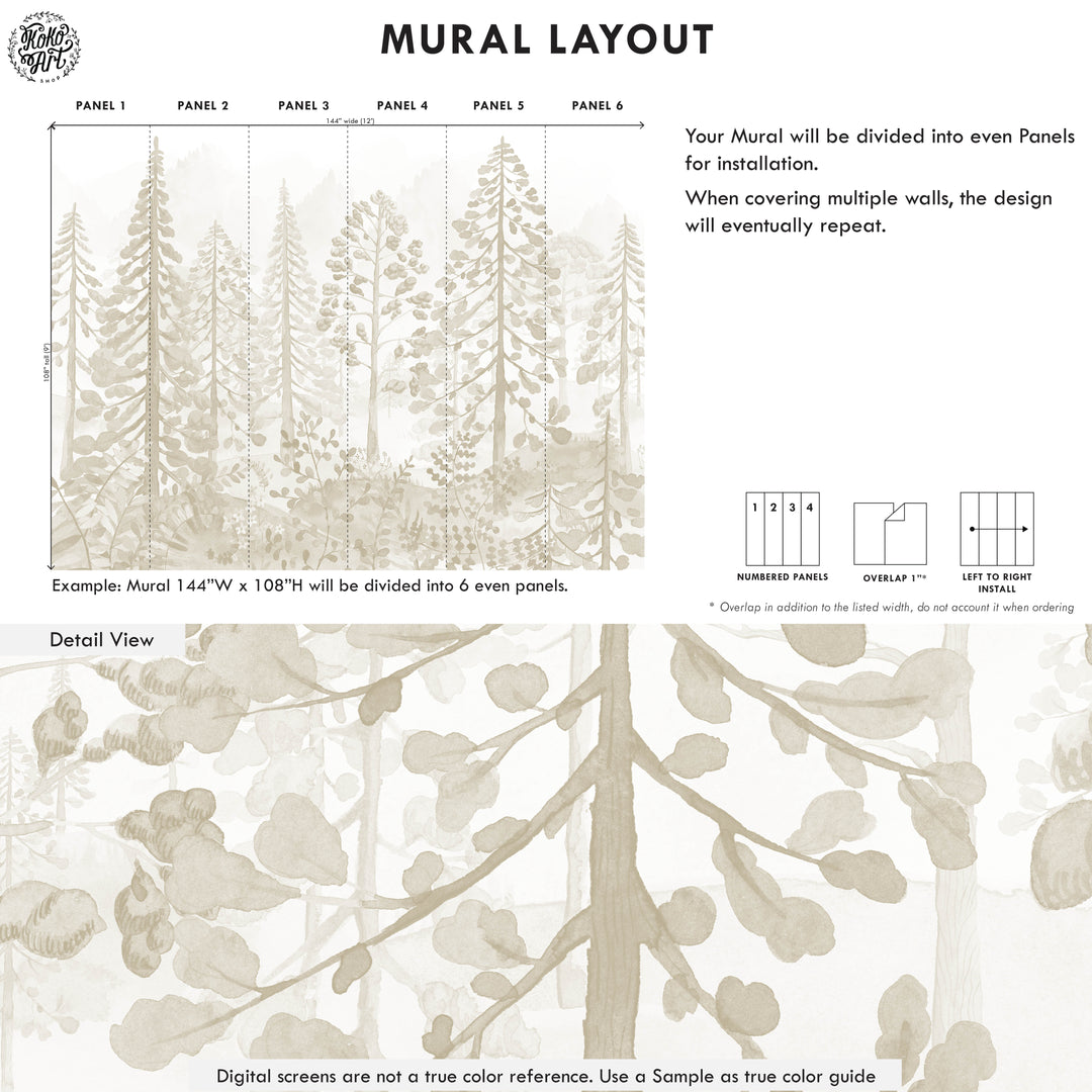 Neutral Woodland Whispers Wallpaper Mural