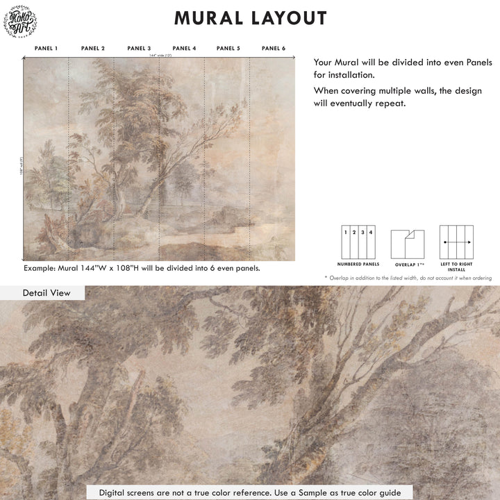 Aged Fresco Mural - Antique Scenic Wallpaper