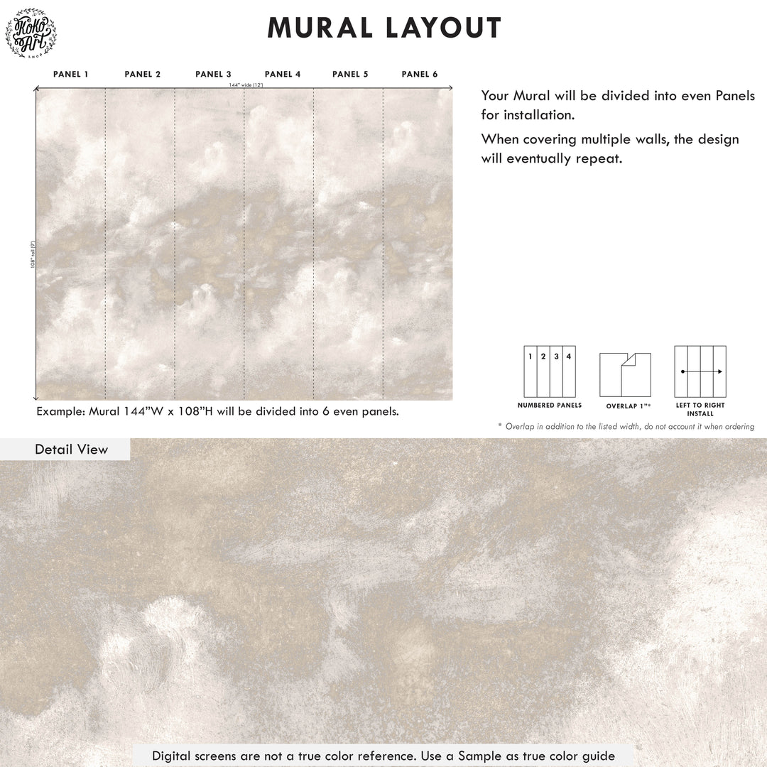 Minimal Ombre Clouds in Nude Wallpaper Mural