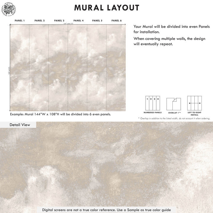 Minimal Ombre Clouds in Nude Wallpaper Mural