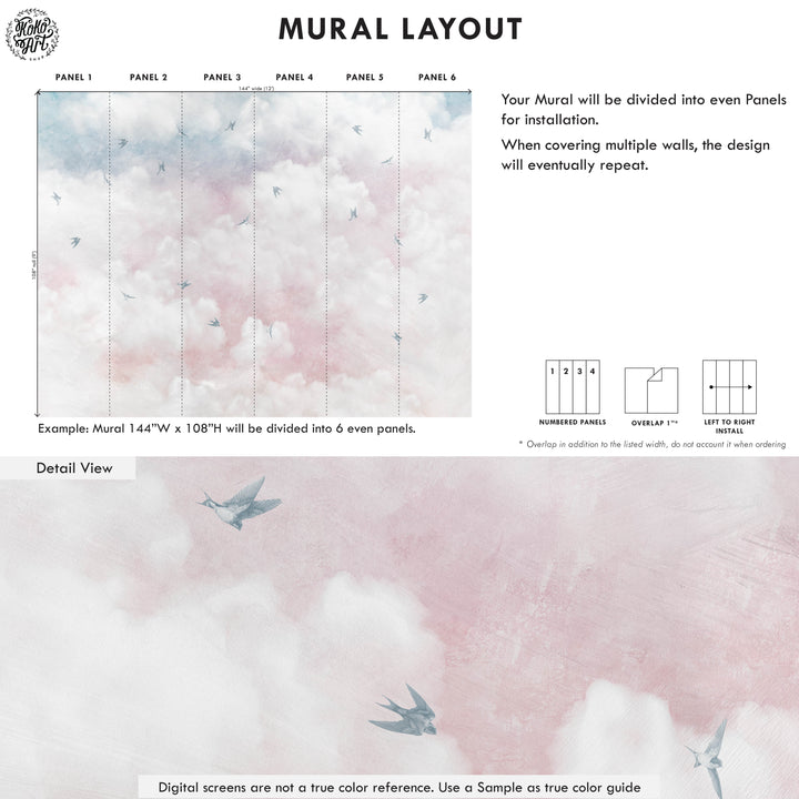 Antique Sunset Sky With Swallows