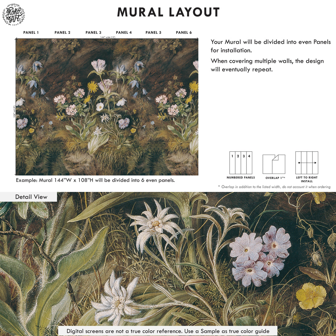 Dark Floral Vintage Mural
