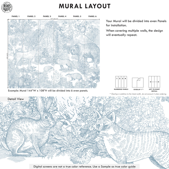 Timeless Forest Wallpaper Mural - Color Blue