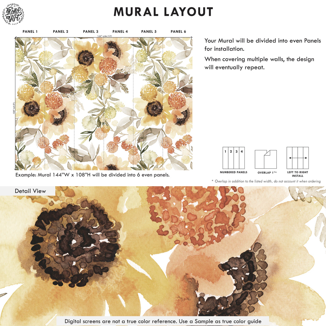 Sunflowers Watercolor Mural