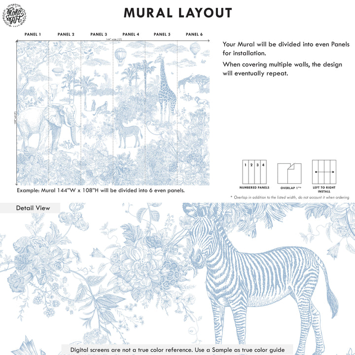 Floral Safari Mural with Air Balloons