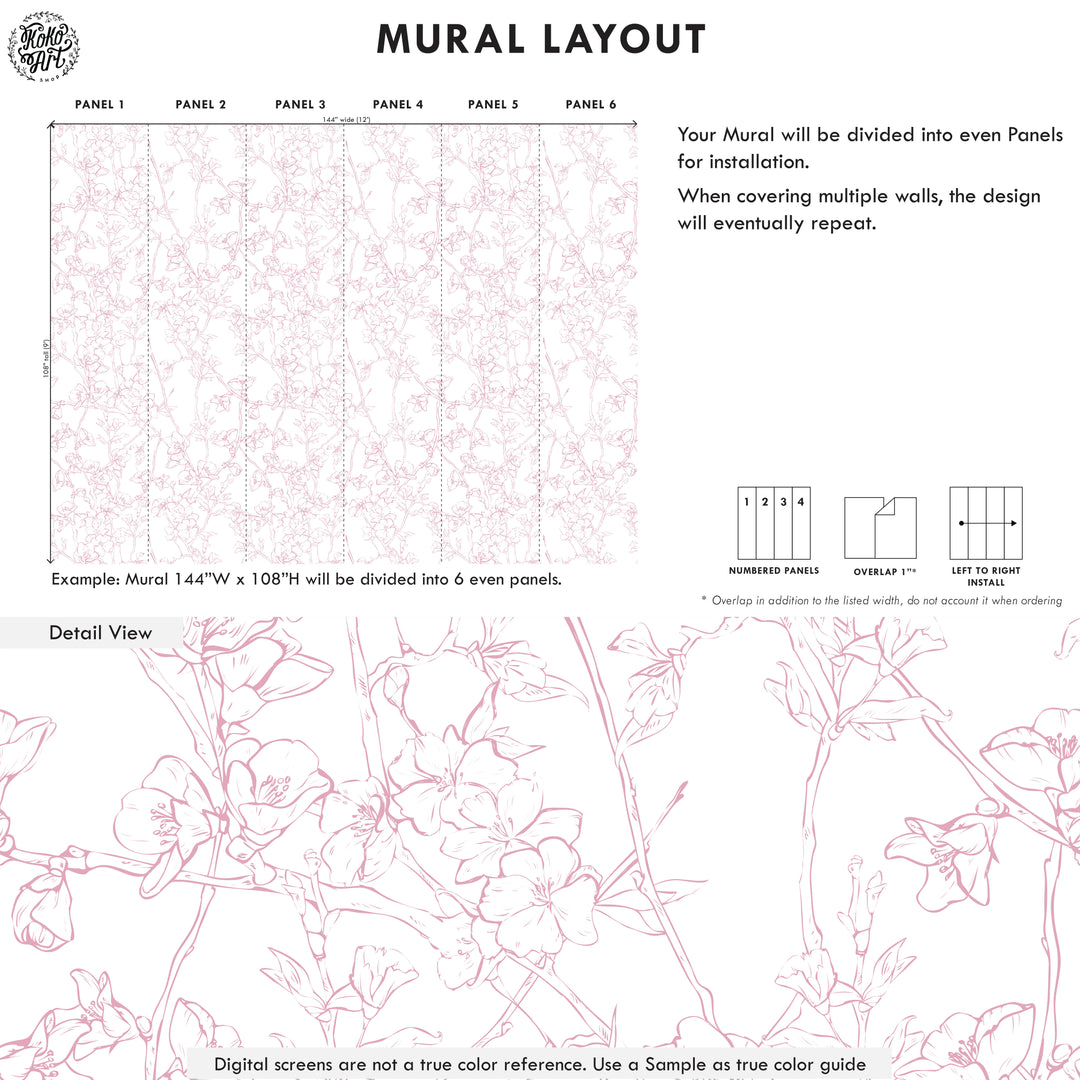 Minimalistic Cherry Blossom Mural