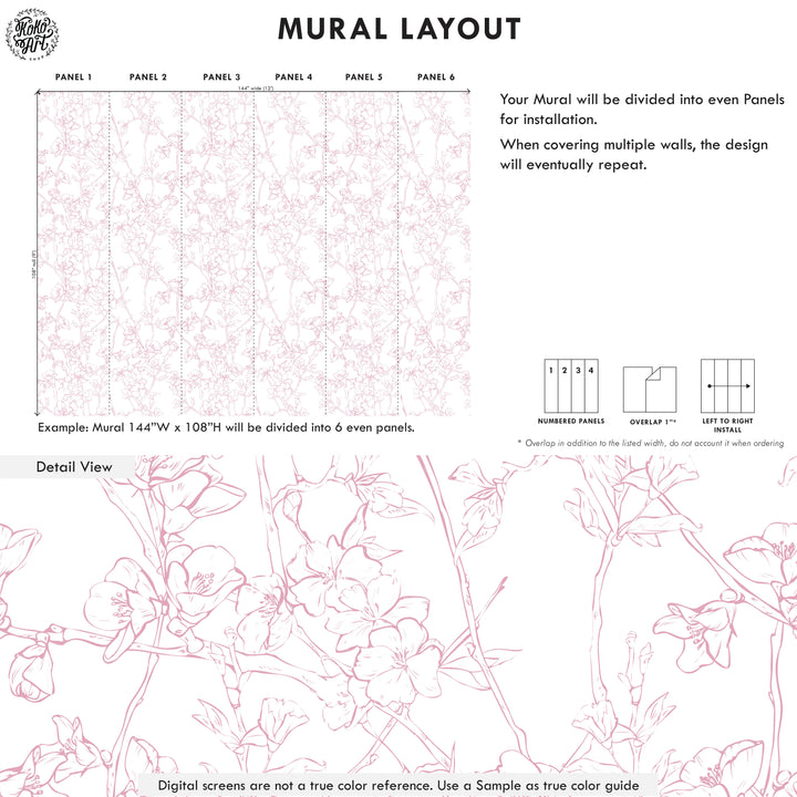 Minimalistic Cherry Blossom Mural