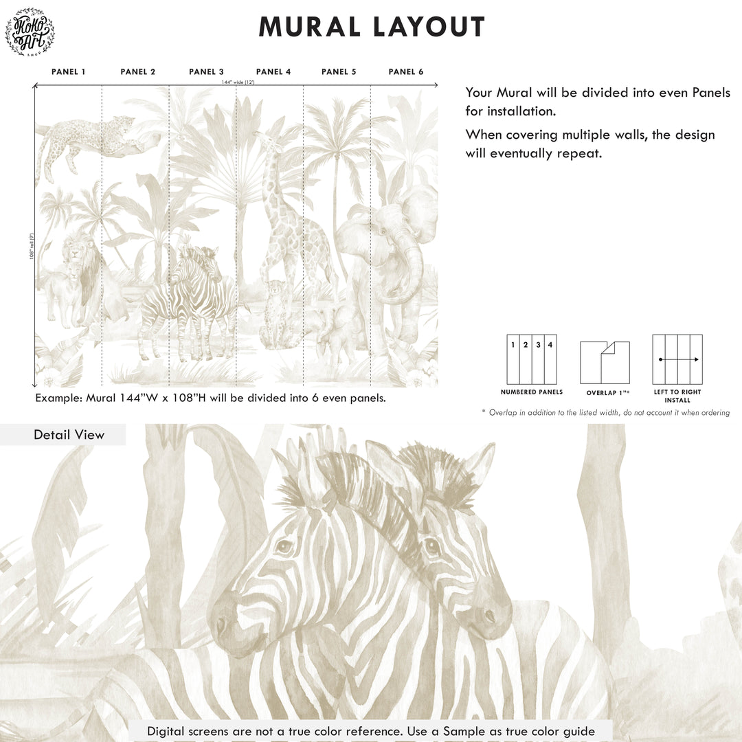 Mural La jungla minimalista en azul