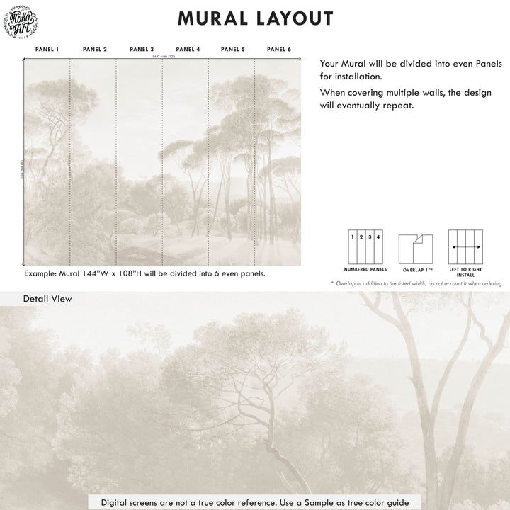 Italian Landscape in Neutral Light Wallpaper Mural