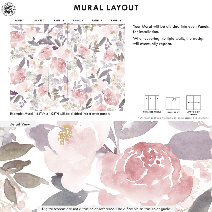Josephine with Peonies Wallpaper Mural
