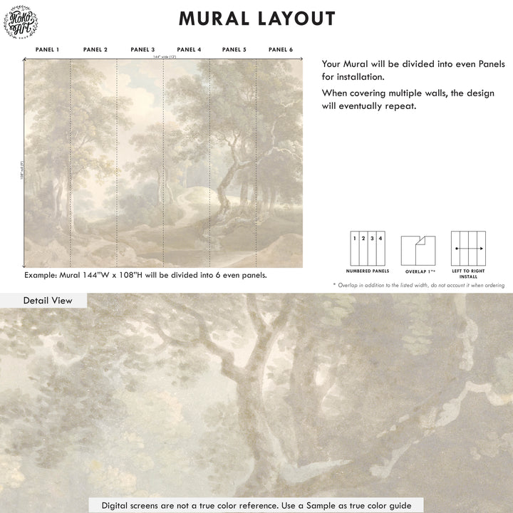 Light Antique Woodland Trail Mural