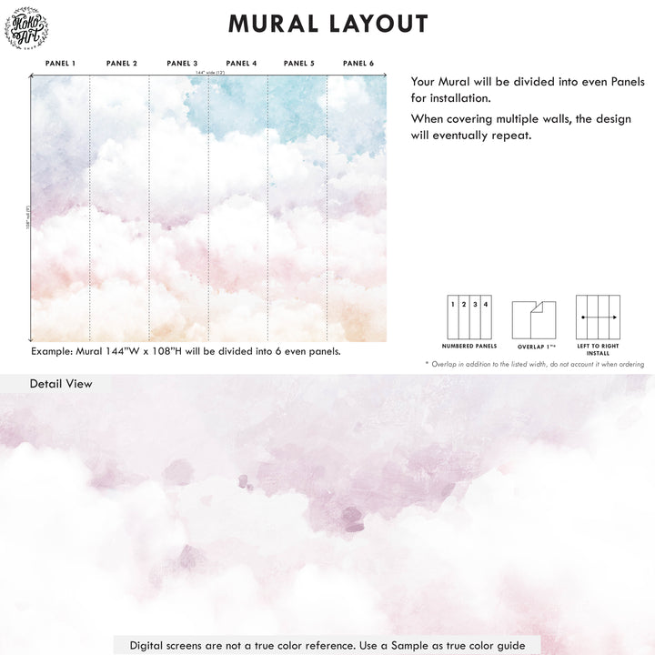 Rainbow Rustic Clouds Mural