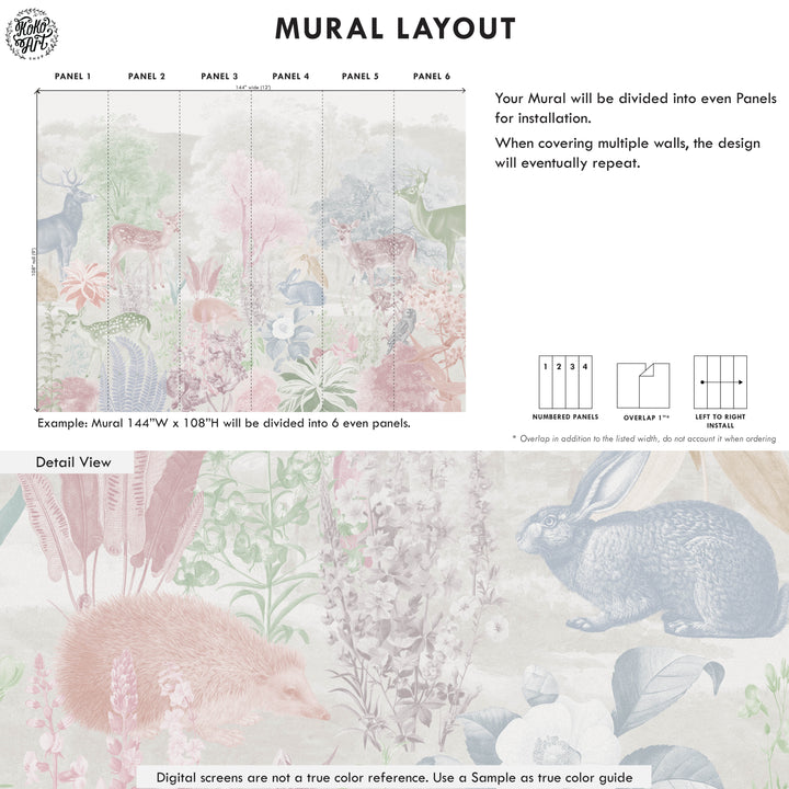 Deer and Bloom Mural in Pastels