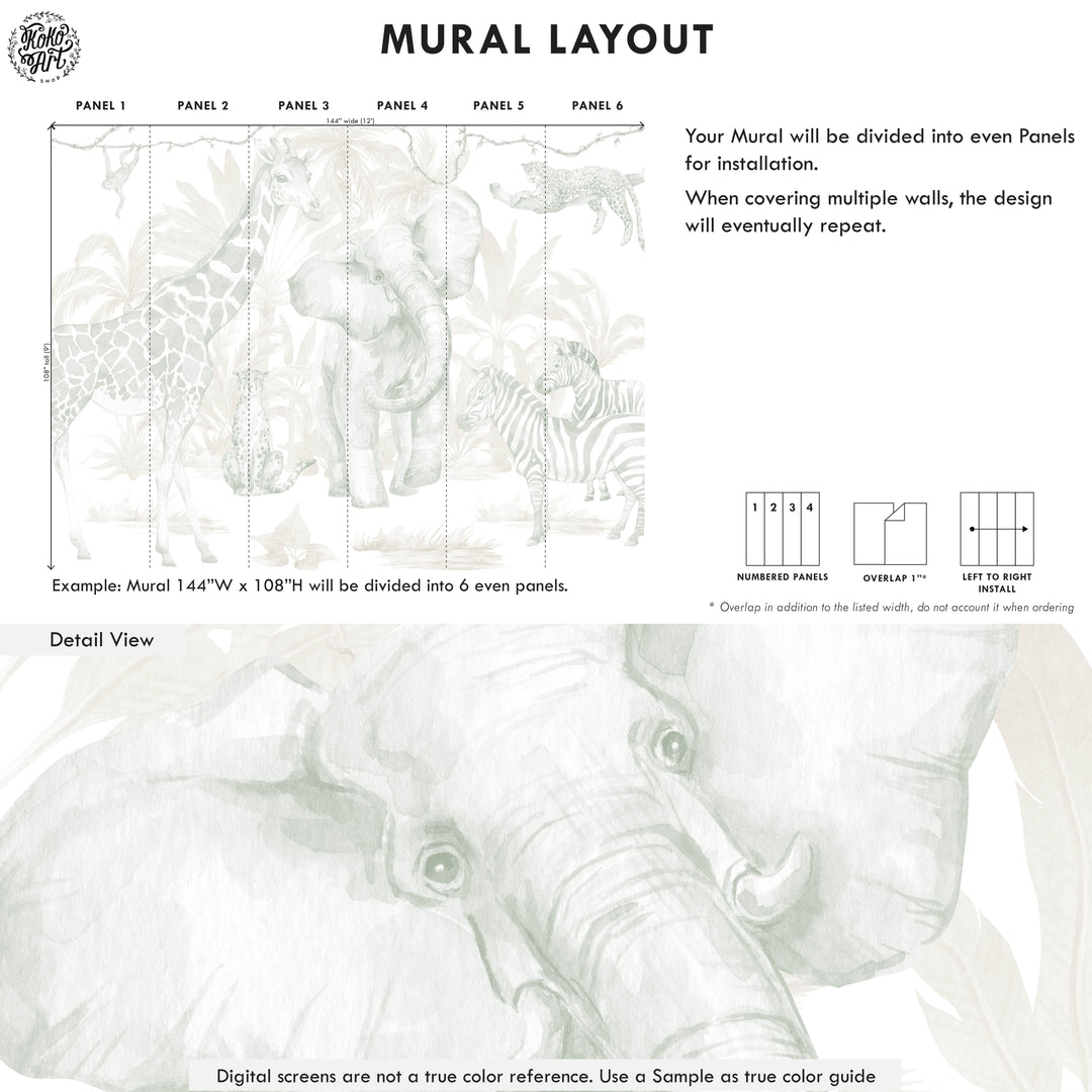 Gentle Safari Wallpaper Mural