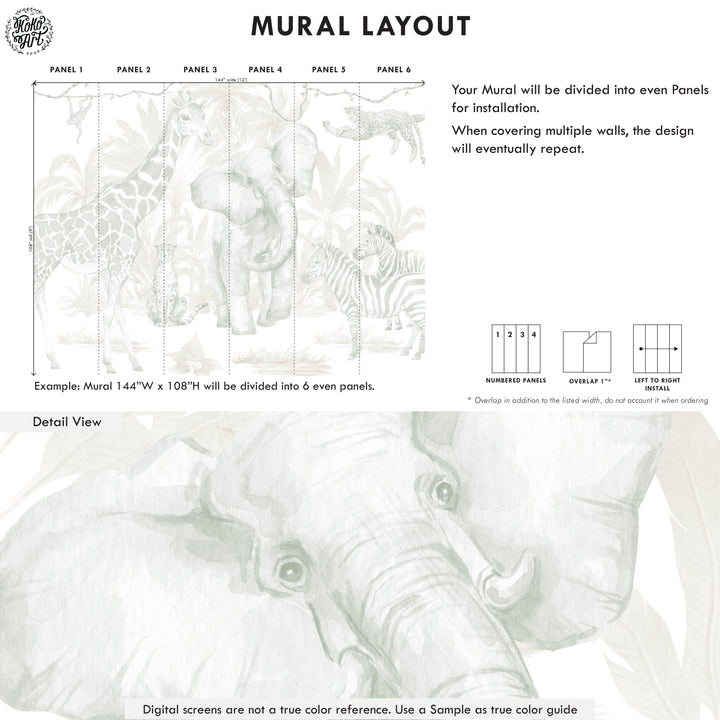 Gentle Safari Wallpaper Mural