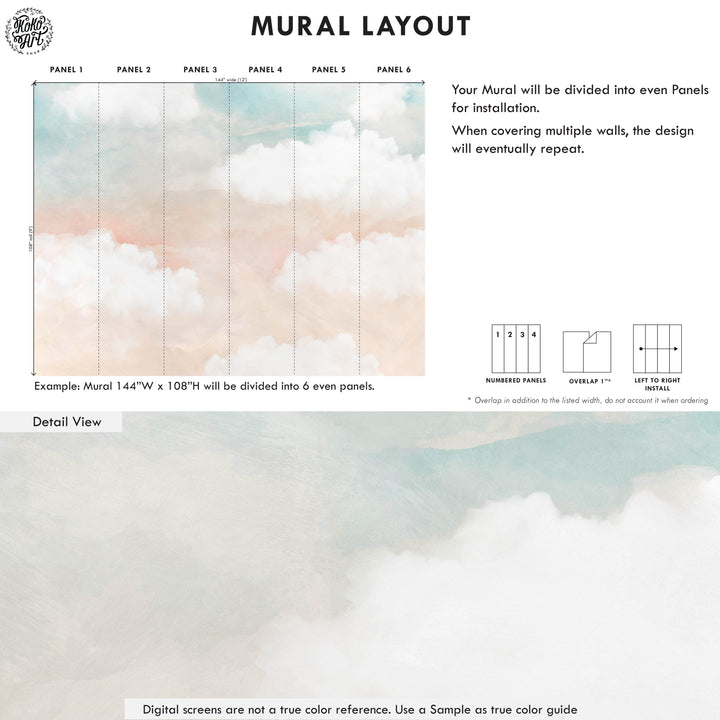 Abstract Clouds in Blush and Blue