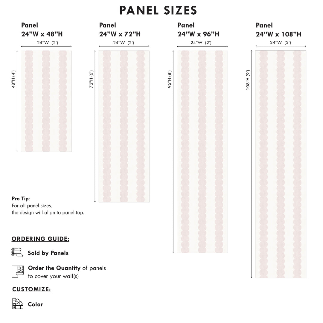 Pebble Column Stripe Wallpaper in Antique Pink and Off White