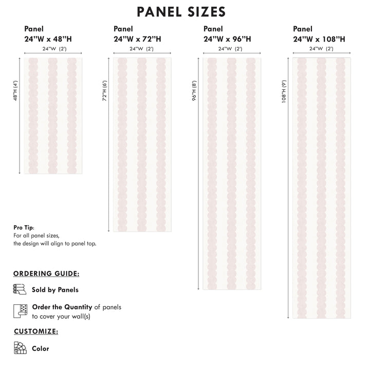 Pebble Column Stripe Wallpaper in Antique Pink and Off White