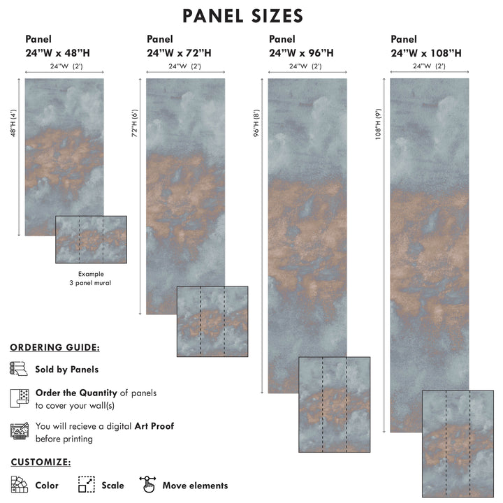 Minimal Ombre Clouds in Dusk Wallpaper Mural