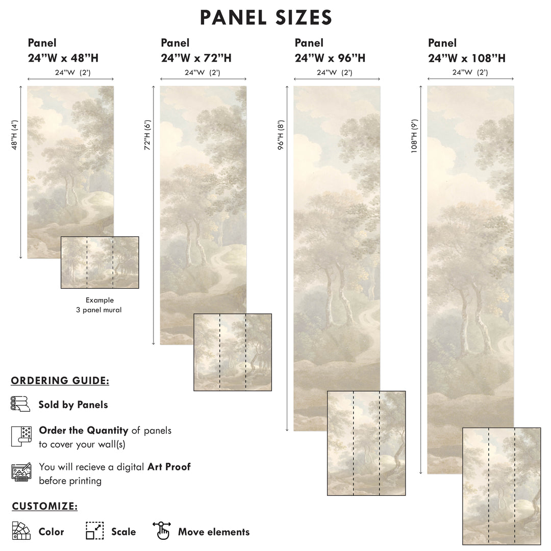 Light Antique Woodland Trail Mural