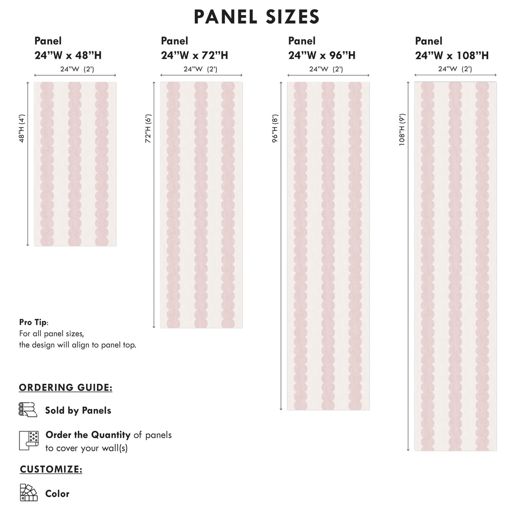 Pebble Column Stripe Wallpaper in Pink and Light Cream