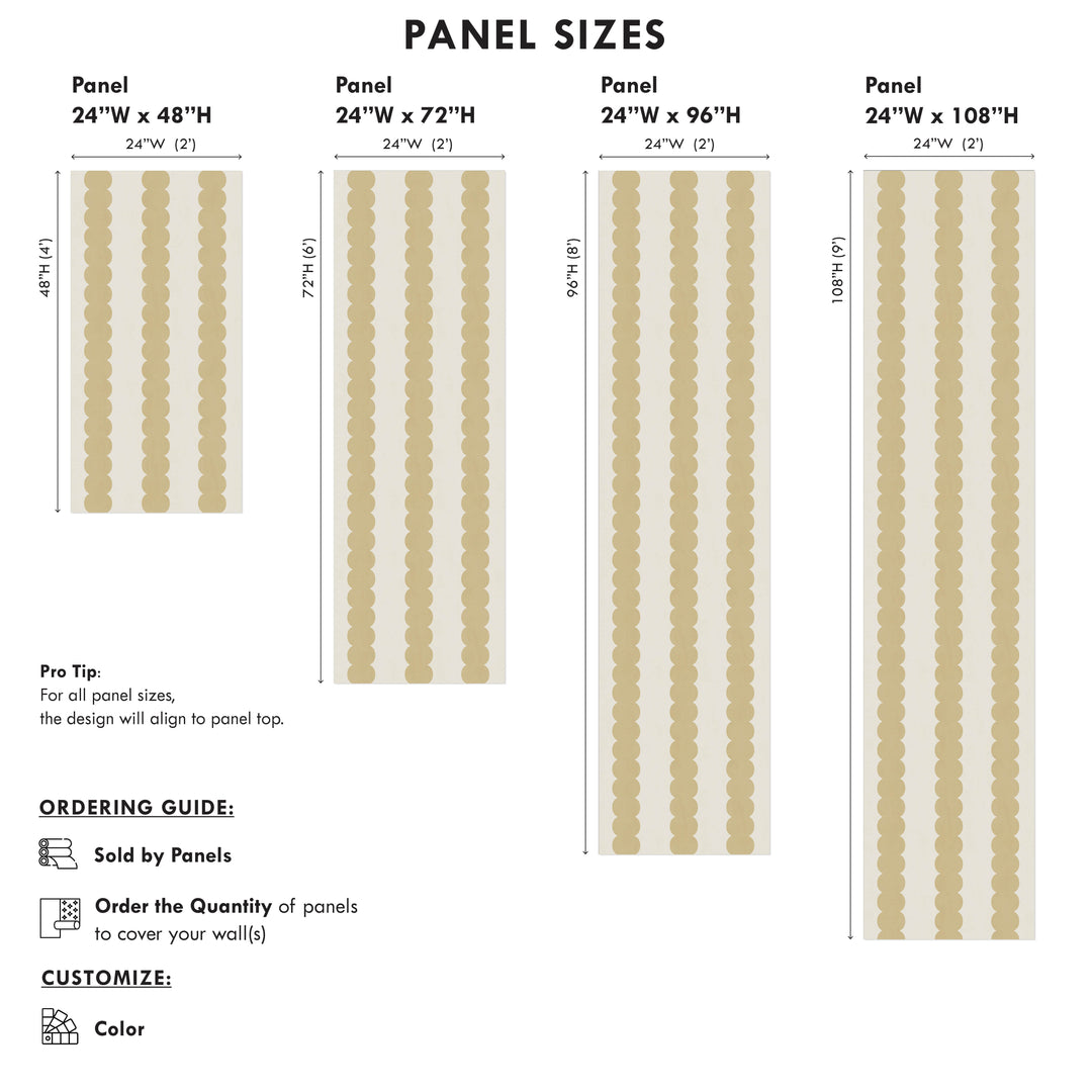 Pebble Column Stripe Wallpaper in Mustard and Light Cream