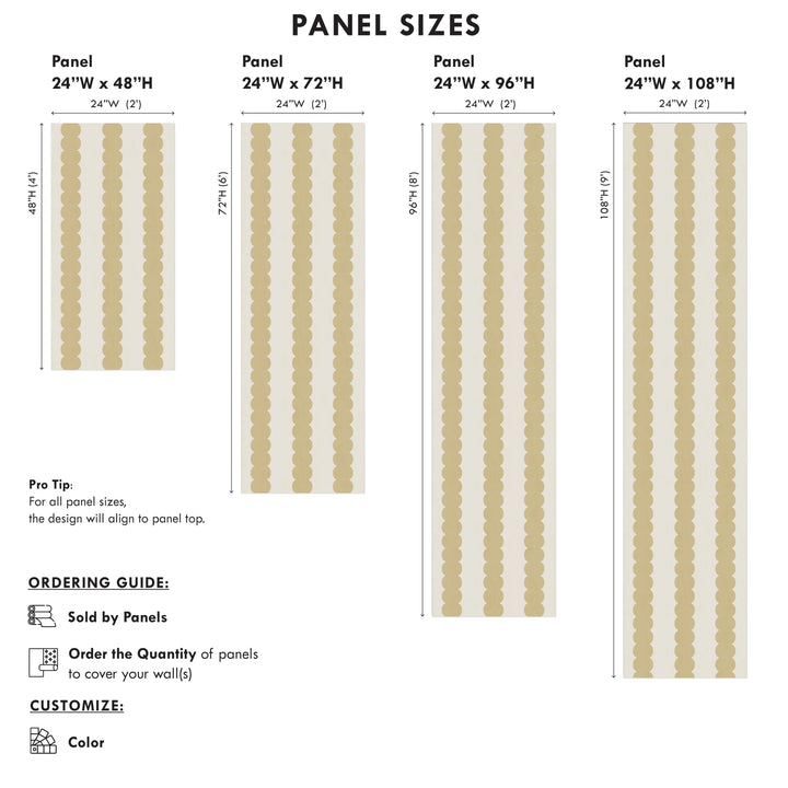 Pebble Column Stripe Wallpaper in Mustard and Light Cream