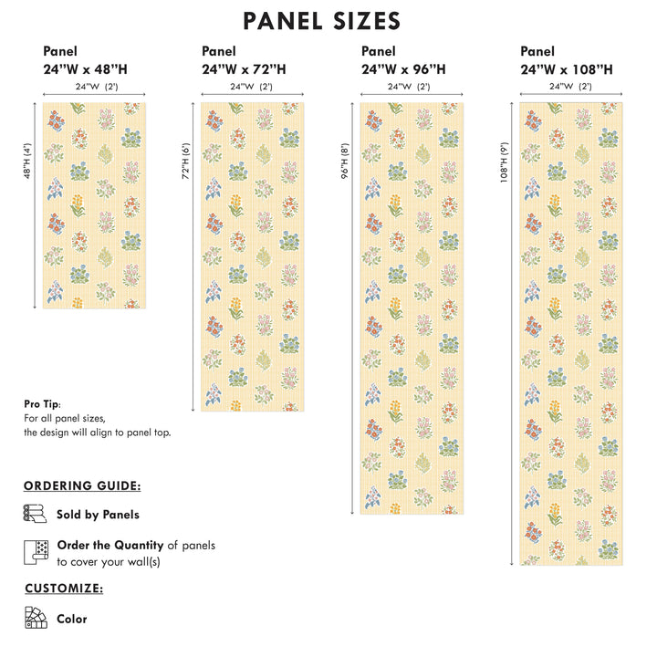 Cottagecore Floral Striped Wallpaper - Yellow