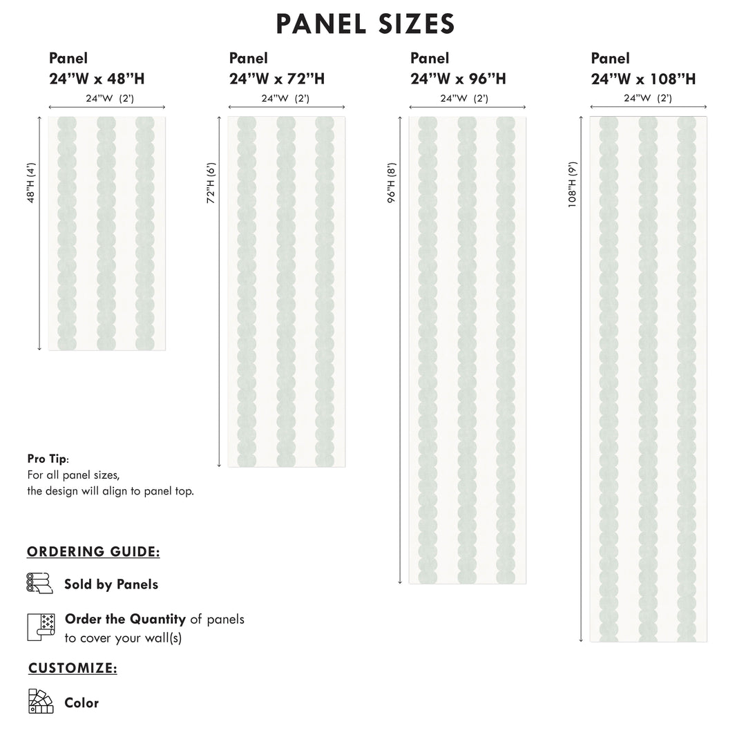 Pebble Column Stripe Wallpaper in Sage and Off White