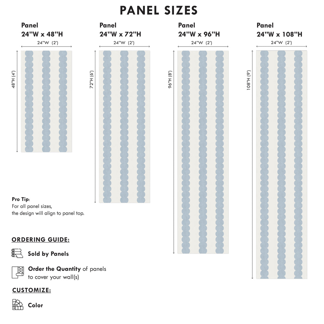 Pebble Column Stripe Wallpaper - Romantic Blue and Cream