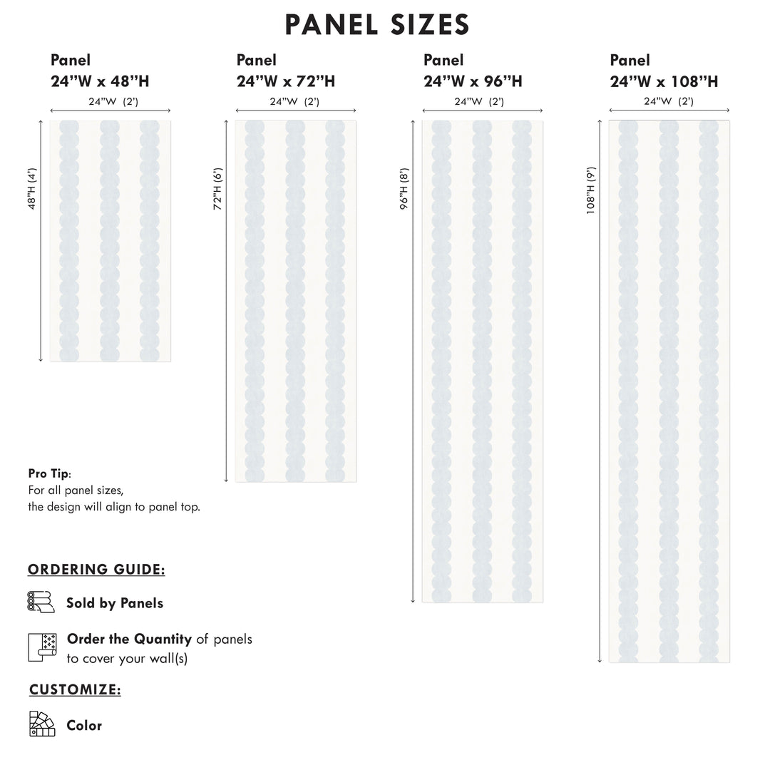 Pebble Column Stripe Wallpaper in Light Blue and Off White