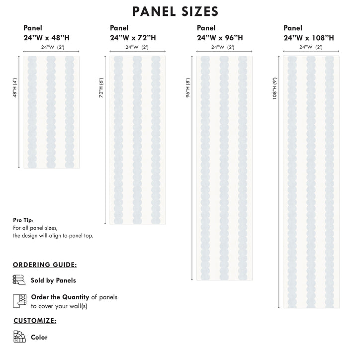 Pebble Column Stripe Wallpaper in Light Blue and Off White