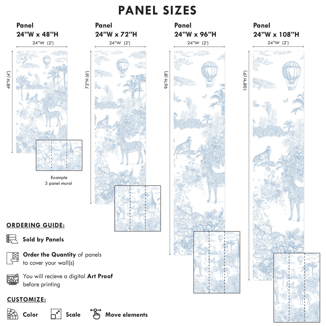 Floral Safari Mural with Air Balloons