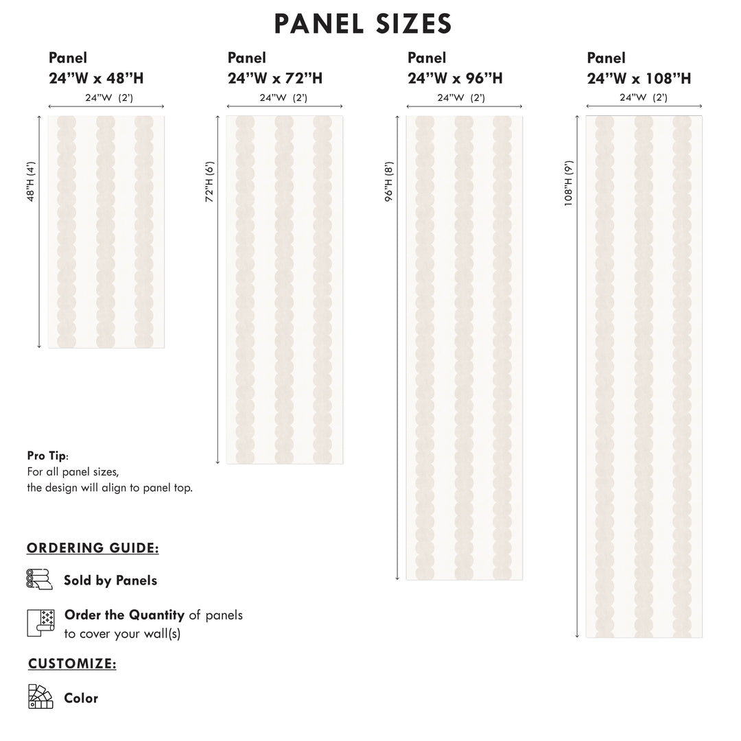 Pebble Column Stripe Wallpaper in Light Beige and Off White