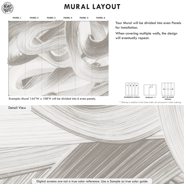 Modern Abstract Minimalist Textured Lines Mural