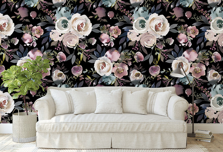 Adeline Dark Bouquet Mural